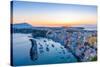 Aerial of Marina di Corricella at Sunset, Procida, Flegrean Islands, Campania, Italy, Europe-Neil Farrin-Stretched Canvas