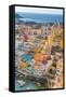 Aerial of Marina di Corricella at Sunset, Procida, Flegrean Islands, Campania, Italy, Europe-Neil Farrin-Framed Stretched Canvas