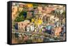 Aerial of Marina di Corricella, Procida, Flegrean Islands, Campania, Italy, Europe-Neil Farrin-Framed Stretched Canvas