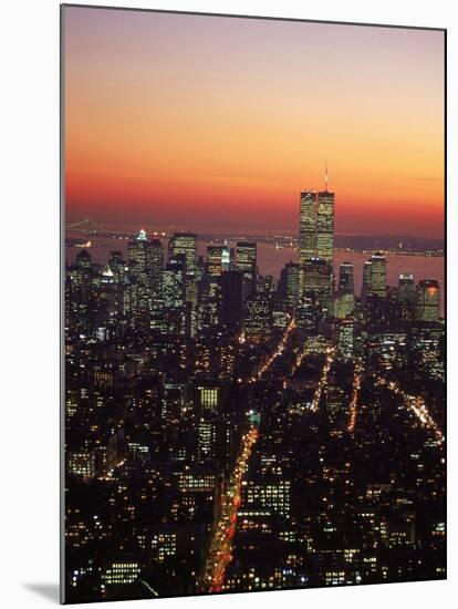 Aerial of Midtown NYC at Dusk, NY-Barry Winiker-Mounted Premium Photographic Print