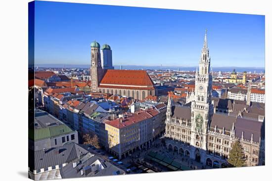 Aerial of Munich in Beautiful Weather-Jorg Hackemann-Stretched Canvas