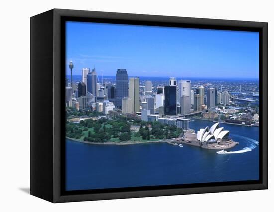 Aerial of Opera House and City, Sydney, Australia-Bill Bachmann-Framed Stretched Canvas