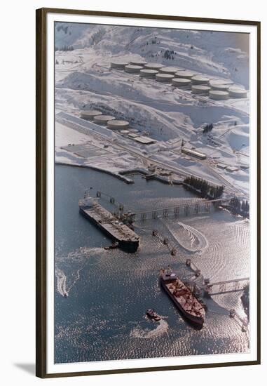 Aerial of Ships Docked in Port of Valdez-null-Framed Premium Photographic Print