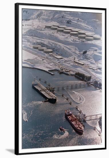 Aerial of Ships Docked in Port of Valdez-null-Framed Premium Photographic Print