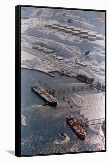 Aerial of Ships Docked in Port of Valdez-null-Framed Stretched Canvas