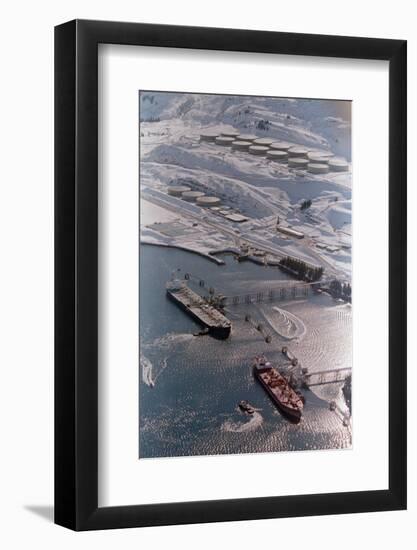 Aerial of Ships Docked in Port of Valdez-null-Framed Photographic Print