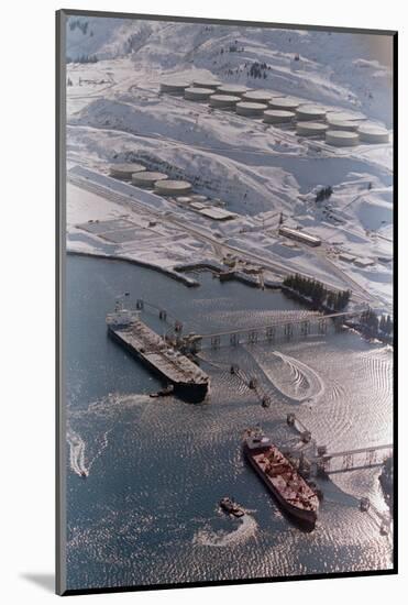 Aerial of Ships Docked in Port of Valdez-null-Mounted Photographic Print