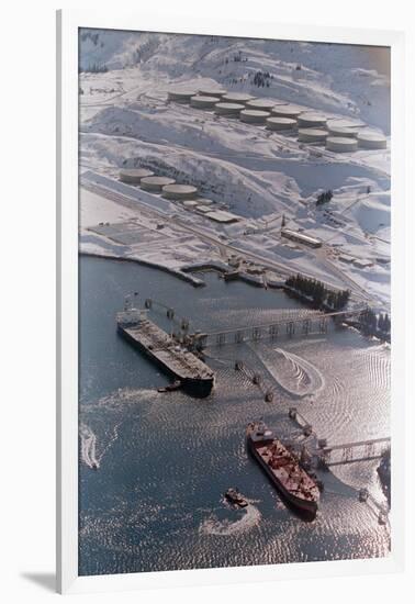 Aerial of Ships Docked in Port of Valdez-null-Framed Photographic Print