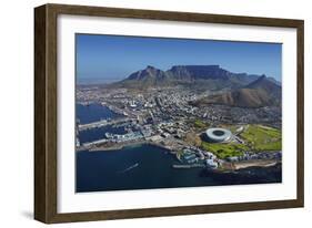 Aerial of Stadium,Waterfront, Table Mountain, Cape Town, South Africa-David Wall-Framed Photographic Print