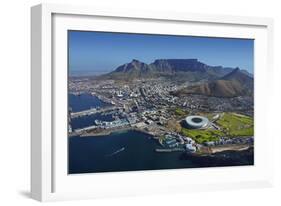 Aerial of Stadium,Waterfront, Table Mountain, Cape Town, South Africa-David Wall-Framed Photographic Print