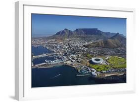 Aerial of Stadium,Waterfront, Table Mountain, Cape Town, South Africa-David Wall-Framed Photographic Print