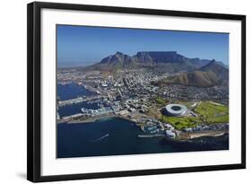 Aerial of Stadium,Waterfront, Table Mountain, Cape Town, South Africa-David Wall-Framed Photographic Print