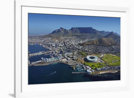 Aerial of Stadium,Waterfront, Table Mountain, Cape Town, South Africa-David Wall-Framed Photographic Print