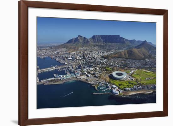 Aerial of Stadium,Waterfront, Table Mountain, Cape Town, South Africa-David Wall-Framed Photographic Print