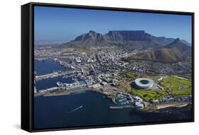 Aerial of Stadium,Waterfront, Table Mountain, Cape Town, South Africa-David Wall-Framed Stretched Canvas