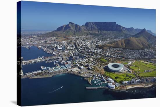 Aerial of Stadium,Waterfront, Table Mountain, Cape Town, South Africa-David Wall-Stretched Canvas