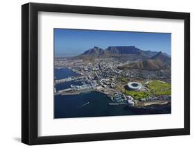 Aerial of Stadium,Waterfront, Table Mountain, Cape Town, South Africa-David Wall-Framed Photographic Print