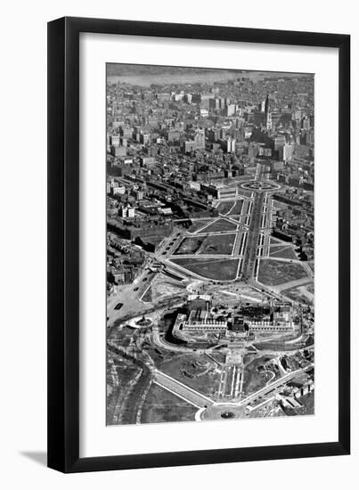 Aerial of the Art Museum Construction, Philadelphia, Pennsylvania-null-Framed Art Print