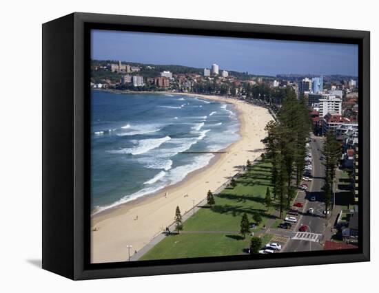 Aerial of the Beach and Road at Manly, Sydney, New South Wales, Australia, Pacific-Dominic Harcourt-webster-Framed Stretched Canvas