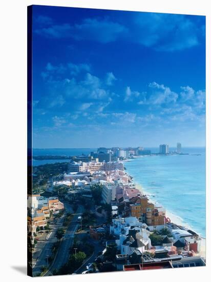 Aerial of the Beaches of Cancun, Mexico-Peter Adams-Stretched Canvas