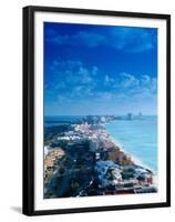 Aerial of the Beaches of Cancun, Mexico-Peter Adams-Framed Premium Photographic Print