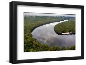 Aerial of the black Pasimoni River, in the deep south of Venezuela-Michael Runkel-Framed Photographic Print