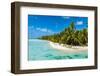 Aerial of the blue lagoon, Fakarava, Tuamotu archipelago, French Polynesia-Michael Runkel-Framed Photographic Print