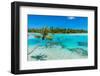 Aerial of the blue lagoon, Fakarava, Tuamotu archipelago, French Polynesia-Michael Runkel-Framed Photographic Print