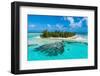 Aerial of the Blue Lagoon, Rangiroa atoll, Tuamotus, French Polynesia-Michael Runkel-Framed Photographic Print