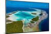 Aerial of the Blue Lagoon, Rangiroa atoll, Tuamotus, French Polynesia-Michael Runkel-Mounted Photographic Print