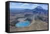 Aerial of the Blue Lake before Mount Ngauruhoe, Tongariro National Park, North Island-Michael Runkel-Framed Stretched Canvas