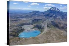 Aerial of the Blue Lake before Mount Ngauruhoe, Tongariro National Park, North Island-Michael Runkel-Stretched Canvas