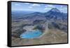 Aerial of the Blue Lake before Mount Ngauruhoe, Tongariro National Park, North Island-Michael Runkel-Framed Stretched Canvas