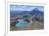 Aerial of the Blue Lake before Mount Ngauruhoe, Tongariro National Park, North Island-Michael Runkel-Framed Photographic Print