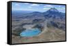 Aerial of the Blue Lake before Mount Ngauruhoe, Tongariro National Park, North Island-Michael Runkel-Framed Stretched Canvas