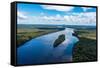 Aerial of the Casiquiare River in the deep south of Venezuela-Michael Runkel-Framed Stretched Canvas