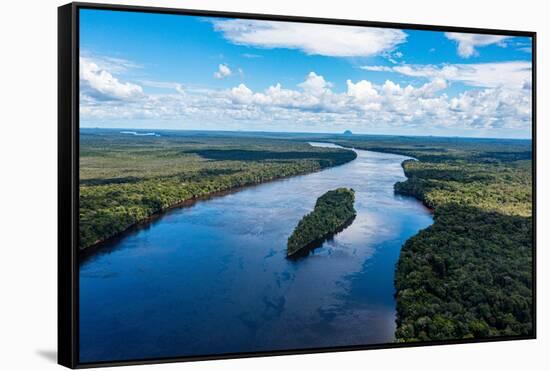 Aerial of the Casiquiare River in the deep south of Venezuela-Michael Runkel-Framed Stretched Canvas