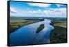 Aerial of the Casiquiare River in the deep south of Venezuela-Michael Runkel-Framed Stretched Canvas