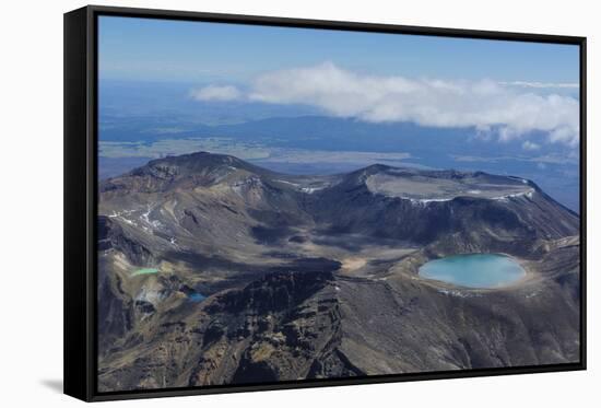 Aerial of the Colourful Tama Lakes in the Tongariro National Park, North Island, New Zealand-Michael Runkel-Framed Stretched Canvas