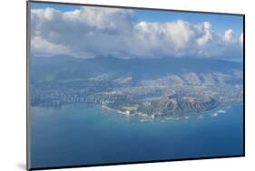 Aerial of the Diamond Head and Oahu, Hawaii, United States of America, Pacific-Michael-Mounted Photographic Print