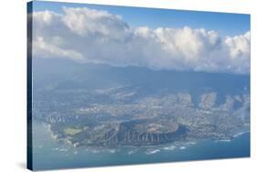 Aerial of the Diamond Head and Oahu, Hawaii-Michael-Stretched Canvas