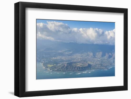 Aerial of the Diamond Head and Oahu, Hawaii-Michael-Framed Photographic Print