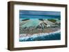 Aerial of the elevated reefs of Ile aux Recifs, Rangiroa atoll, Tuamotus, French Polynesia-Michael Runkel-Framed Photographic Print