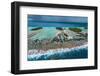 Aerial of the elevated reefs of Ile aux Recifs, Rangiroa atoll, Tuamotus, French Polynesia-Michael Runkel-Framed Photographic Print