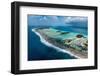 Aerial of the elevated reefs of Ile aux Recifs, Rangiroa atoll, Tuamotus, French Polynesia-Michael Runkel-Framed Photographic Print