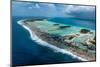 Aerial of the elevated reefs of Ile aux Recifs, Rangiroa atoll, Tuamotus, French Polynesia-Michael Runkel-Mounted Photographic Print