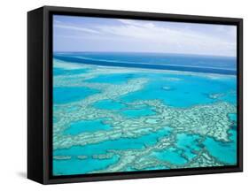 Aerial of the Great Barrier Reef, Whitsunday Coast, Queensland, Australia-Walter Bibikow-Framed Stretched Canvas