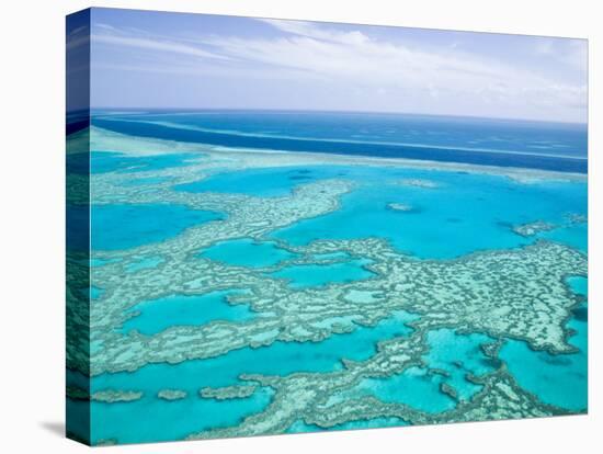 Aerial of the Great Barrier Reef, Whitsunday Coast, Queensland, Australia-Walter Bibikow-Stretched Canvas