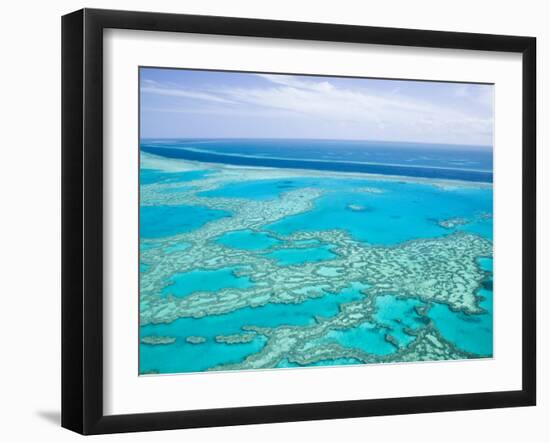 Aerial of the Great Barrier Reef, Whitsunday Coast, Queensland, Australia-Walter Bibikow-Framed Photographic Print