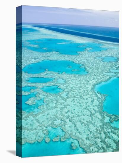 Aerial of the Great Barrier Reef, Whitsunday Coast, Queensland, Australia-Walter Bibikow-Stretched Canvas